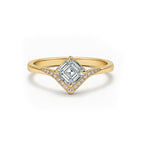 14K Gold Square-Cut Lab-Grown Diamond Side-Stone Ring