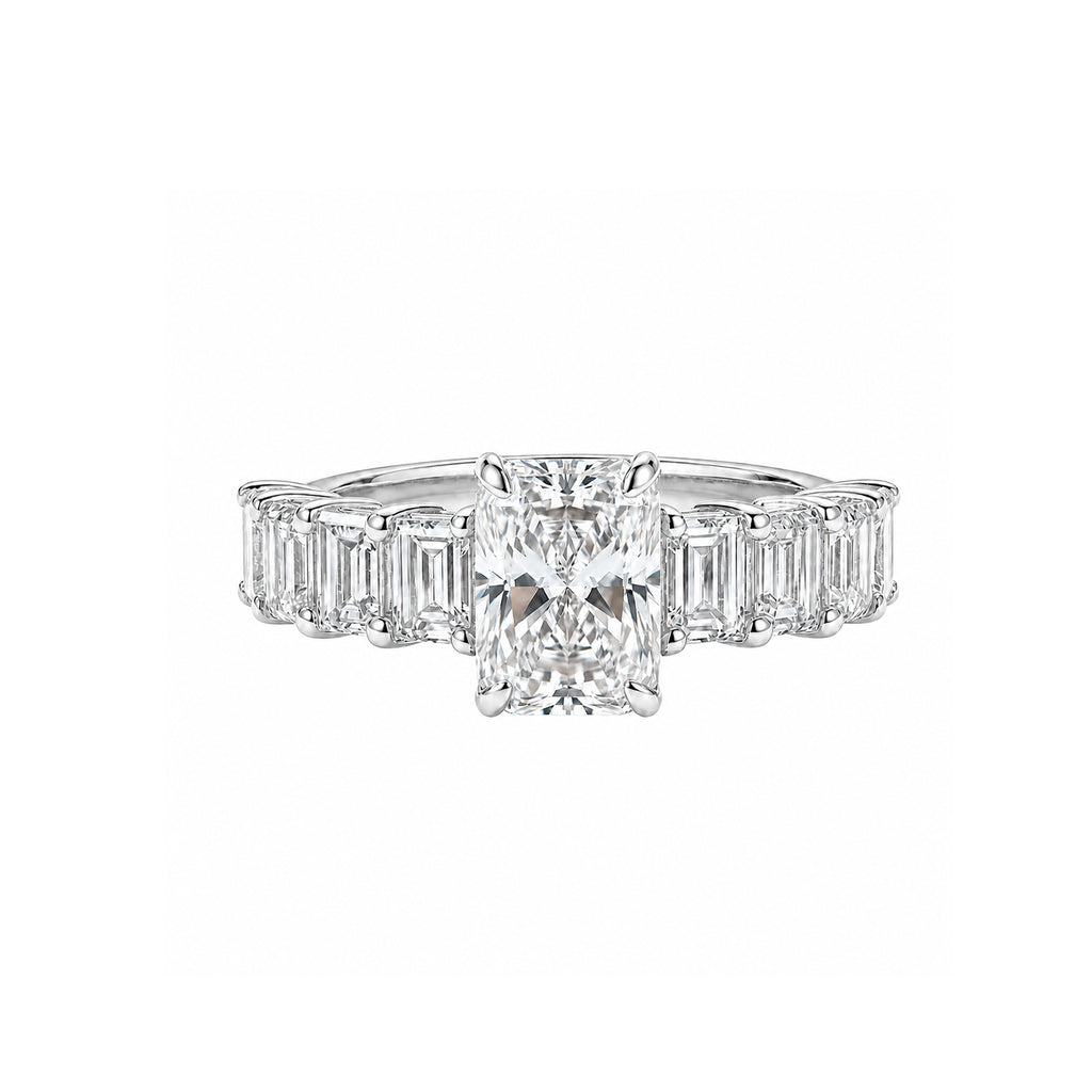 Radiant-Cut Center with Emerald-Cut Side Stones Gold Ring