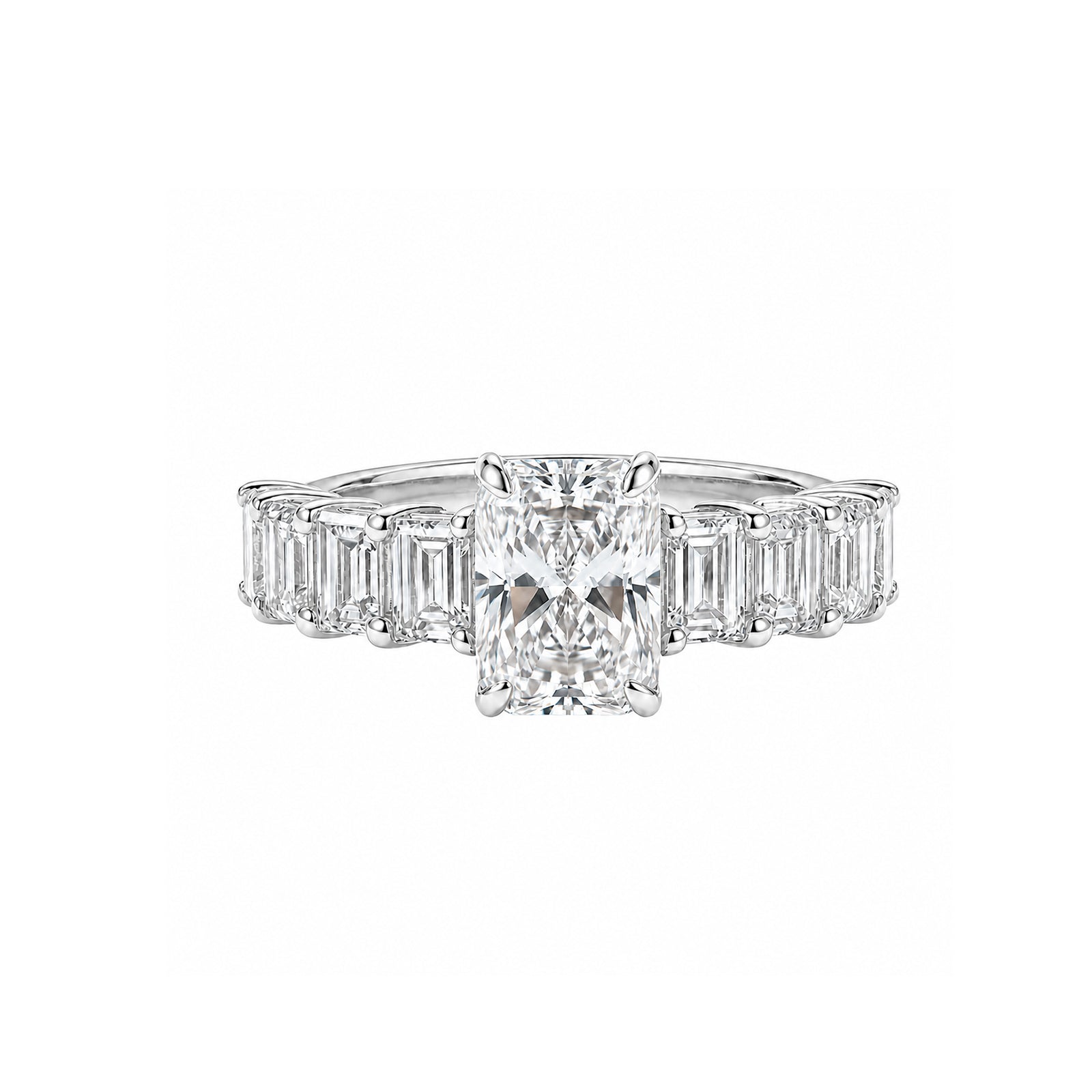 Radiant-Cut Center with Emerald-Cut Side Stones Gold Ring