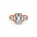 14K Gold Square-Cut Lab-Grown Diamond Pave Side-Stone Ring