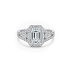 14K Gold Square-Cut Lab-Grown Diamond Pave Side-Stone Ring