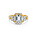14K Gold Square-Cut Lab-Grown Diamond Pave Side-Stone Ring