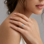 14K Gold Square-Cut Lab-Grown Diamond Pave Side-Stone Ring