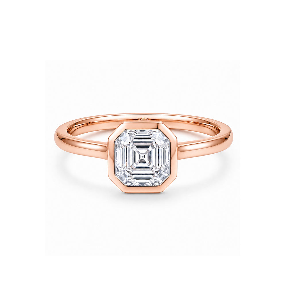 Minimalist 14K Rose Gold Emerald-Cut Lab-Grown Diamond Ring