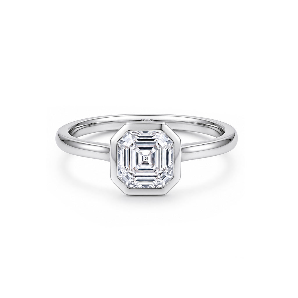 Minimalist 14K Rose Gold Emerald-Cut Lab-Grown Diamond Ring