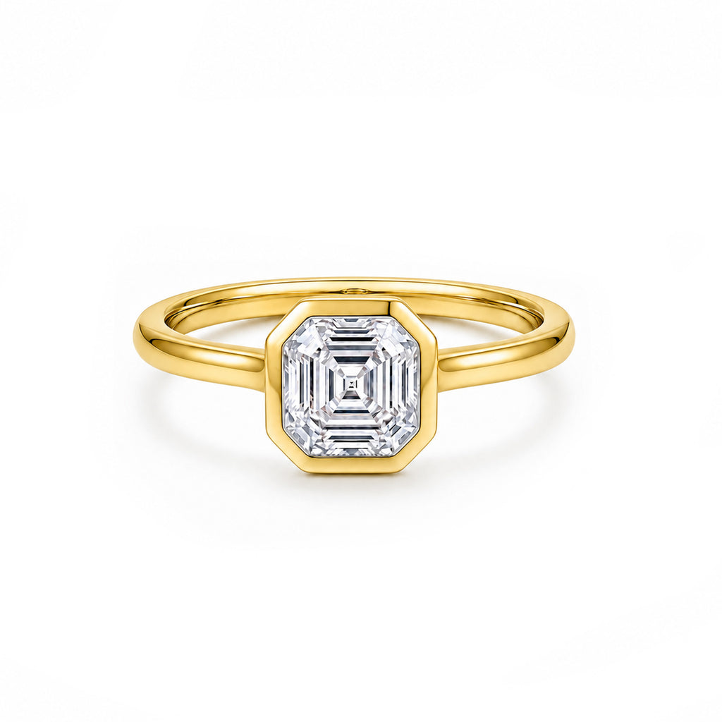 Minimalist 14K Rose Gold Emerald-Cut Lab-Grown Diamond Ring