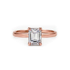 14K Rose Gold Emerald-Cut Lab-Grown Diamond Four-Prong Solitaire Ring