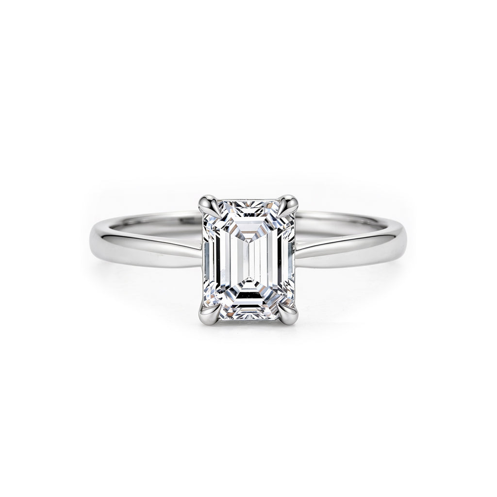 14K Rose Gold Emerald-Cut Lab-Grown Diamond Four-Prong Solitaire Ring