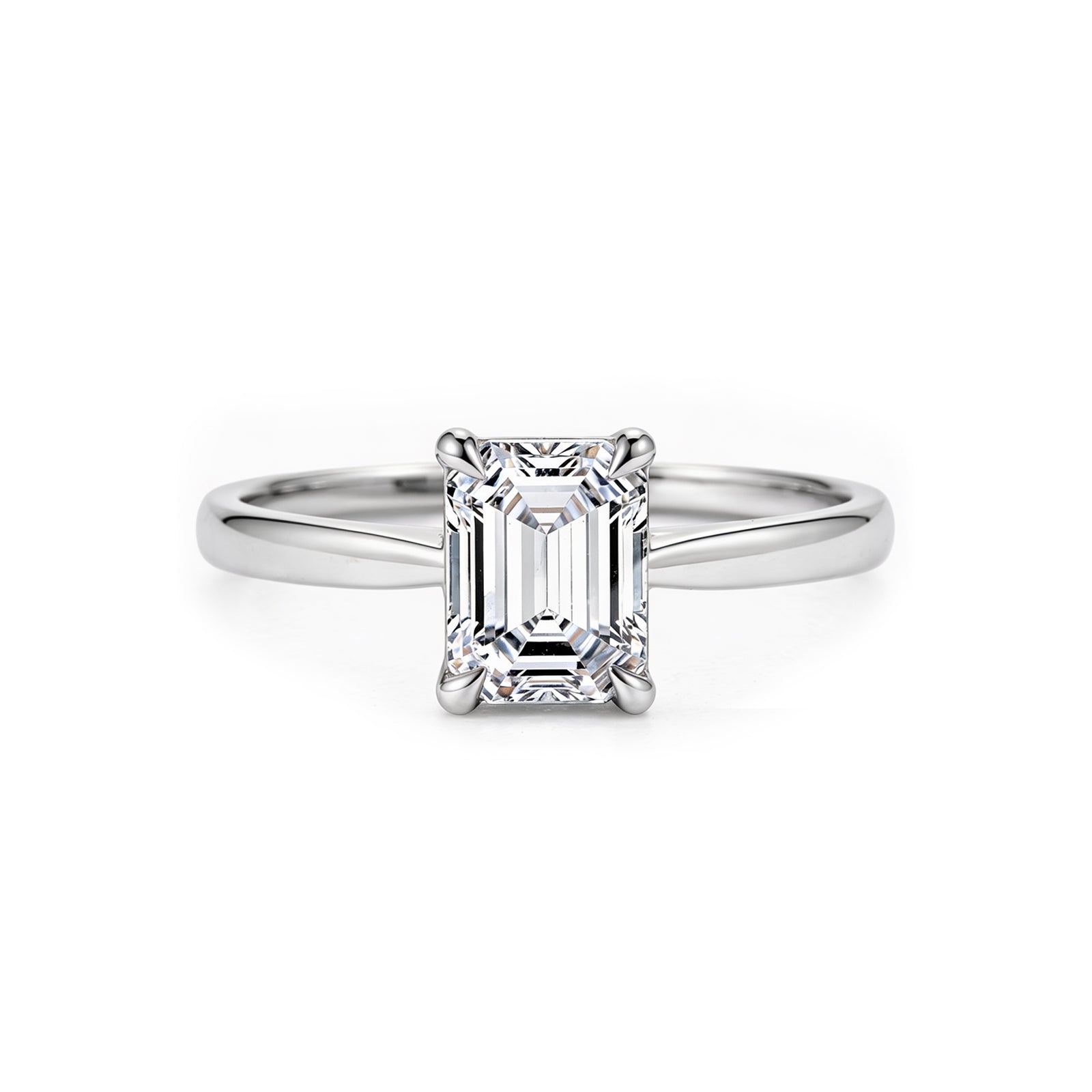 14K Rose Gold Emerald-Cut Lab-Grown Diamond Four-Prong Solitaire Ring