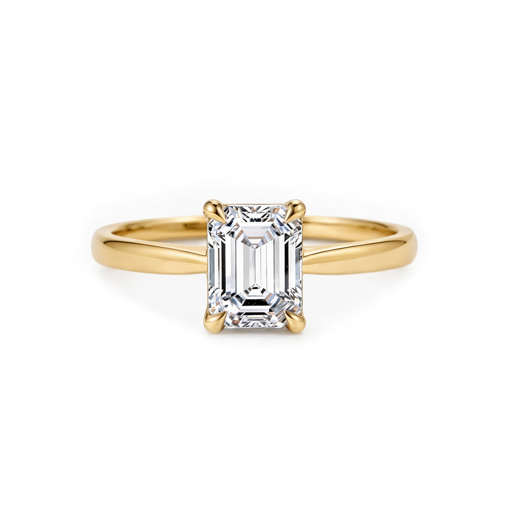 14K Rose Gold Emerald-Cut Lab-Grown Diamond Four-Prong Solitaire Ring