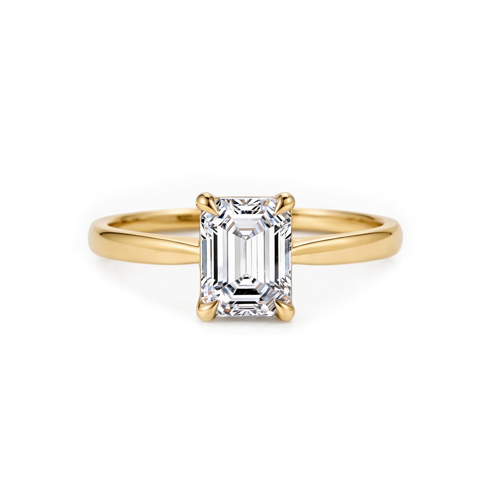 14K Rose Gold Emerald-Cut Lab-Grown Diamond Four-Prong Solitaire Ring