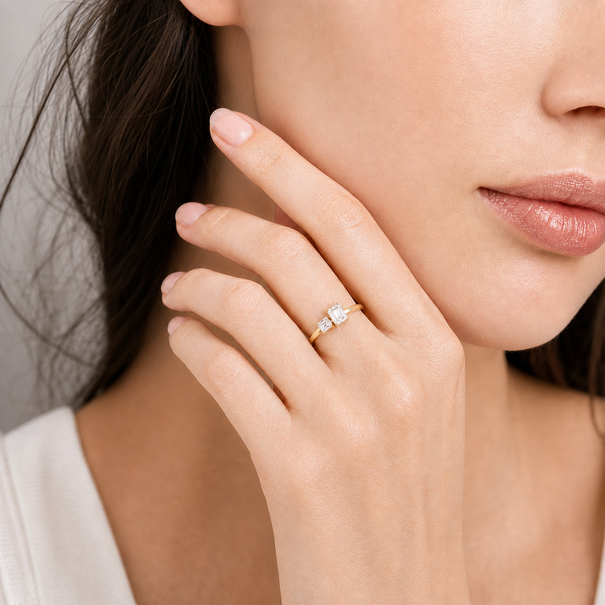 Toi et Moi Emerald & Asscher-Cut Rose Gold Ring