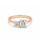 Toi et Moi Emerald & Asscher-Cut Rose Gold Ring
