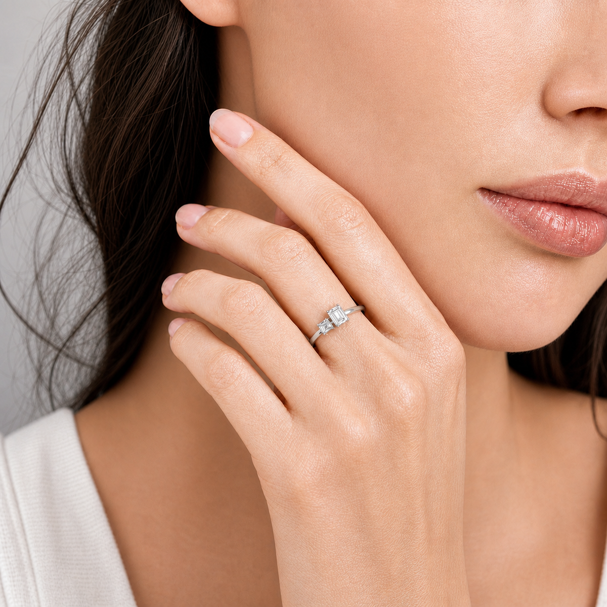 Toi et Moi Emerald & Asscher-Cut Rose Gold Ring