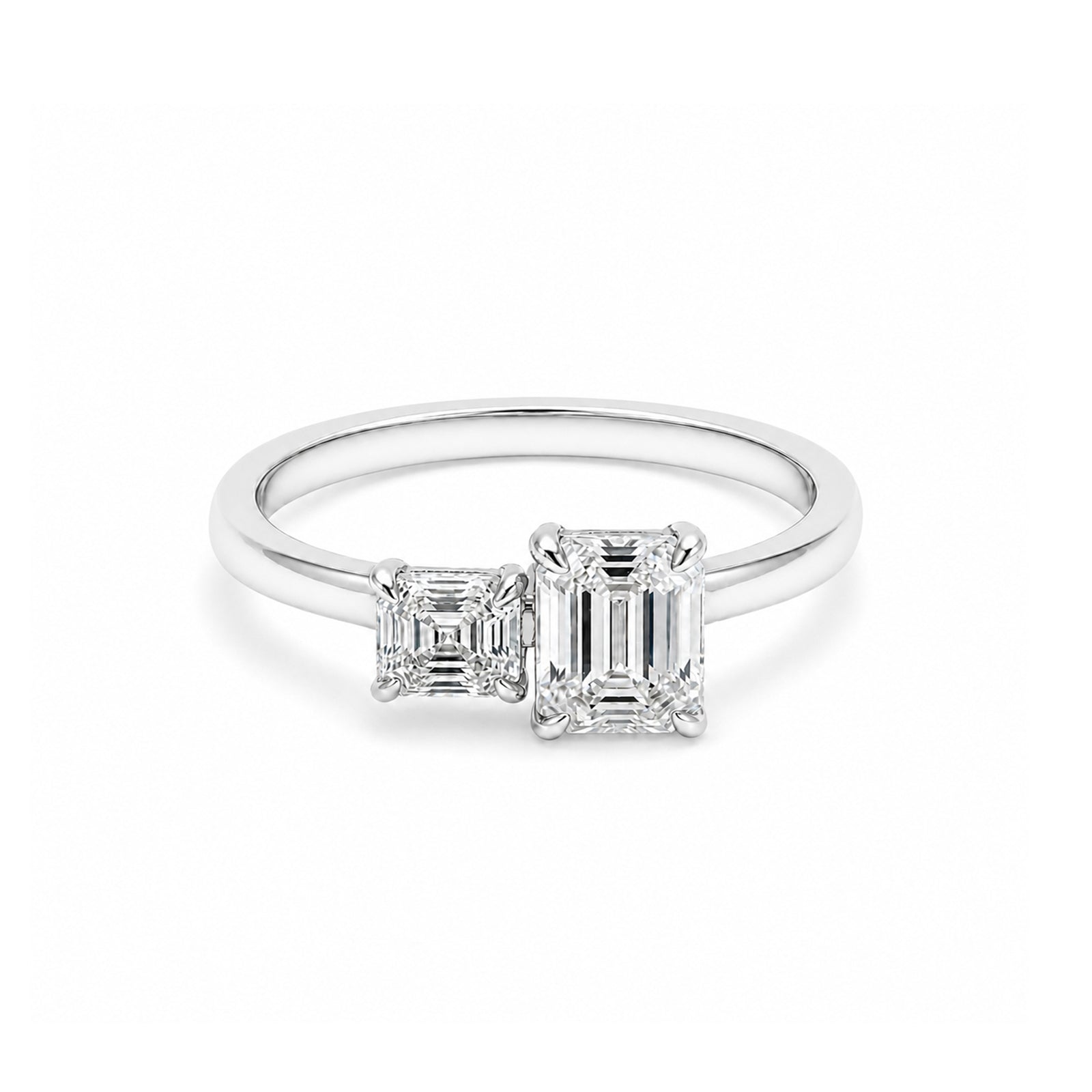 Toi et Moi Emerald & Asscher-Cut Rose Gold Ring