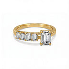 Emerald-Cut with Side Stones Rose Gold Ring