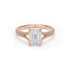 Elegant 14K White Gold Emerald-Cut Lab-Grown Diamond Split Shank Ring