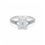 Elegant 14K White Gold Emerald-Cut Lab-Grown Diamond Split Shank Ring