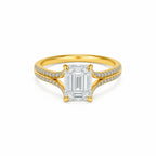 Elegant 14K White Gold Emerald-Cut Lab-Grown Diamond Split Shank Ring