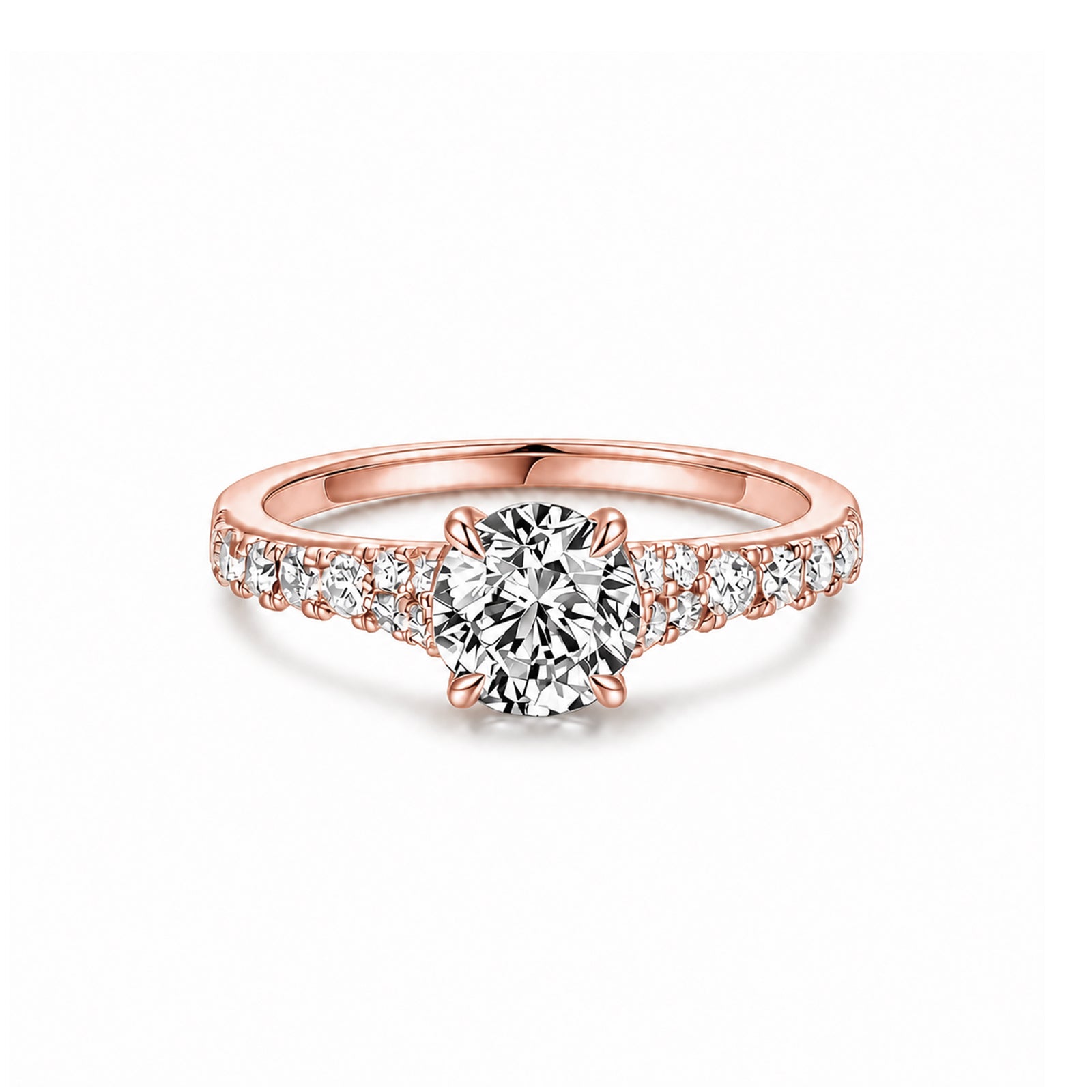 14K White Gold Round-Cut Lab-Grown Diamond Split Shank Pave Band Ring