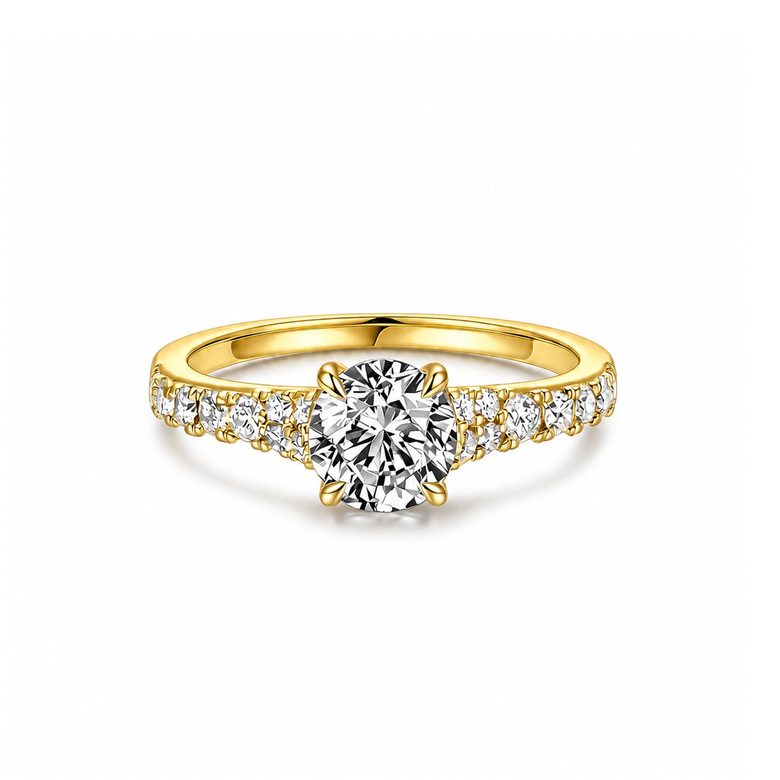 14K White Gold Round-Cut Lab-Grown Diamond Split Shank Pave Band Ring