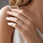 14K White Gold Round-Cut Lab-Grown Diamond Split Shank Pave Band Ring