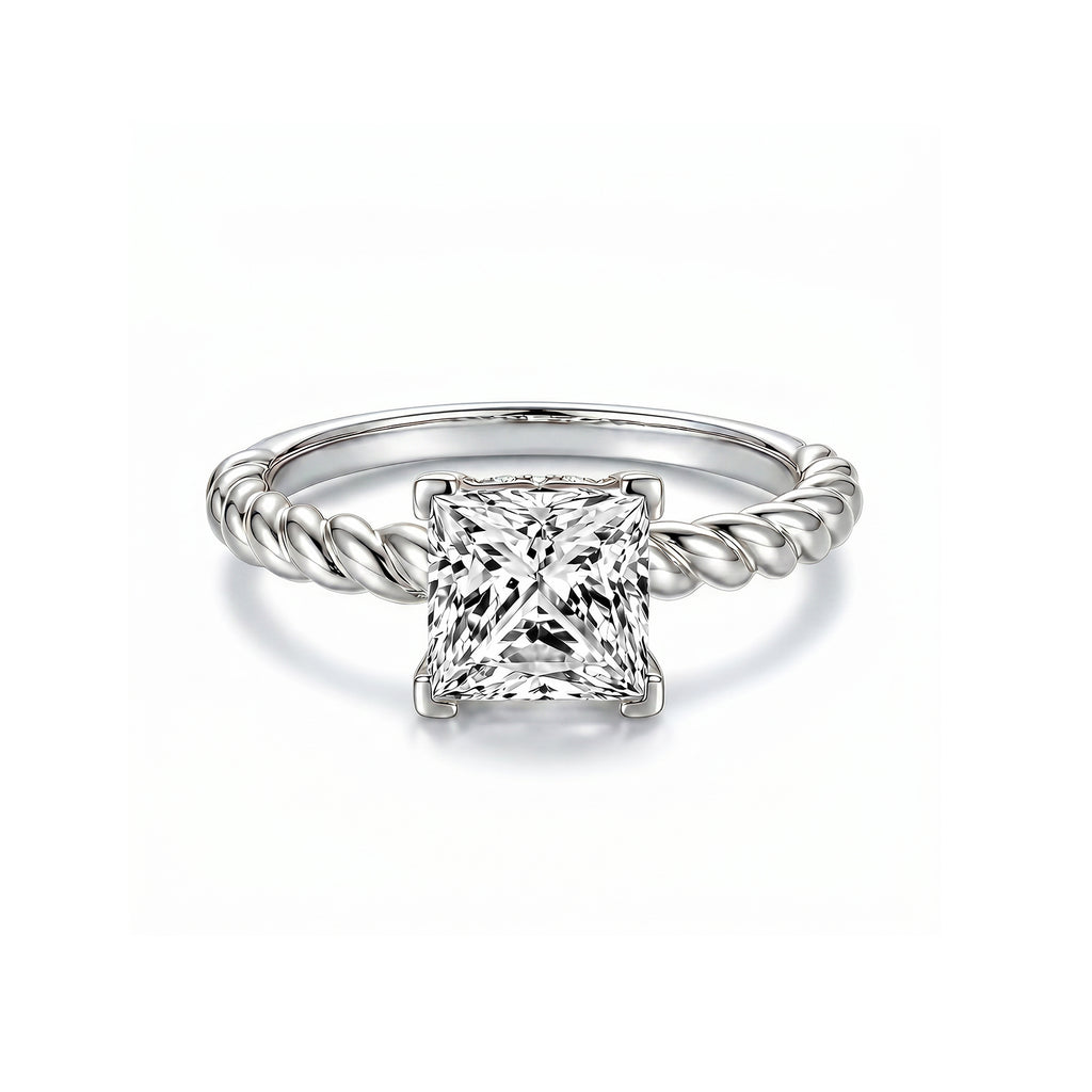 Elegant 14K Rose Gold Princess-Cut Lab-Grown Diamond Twisted Ring