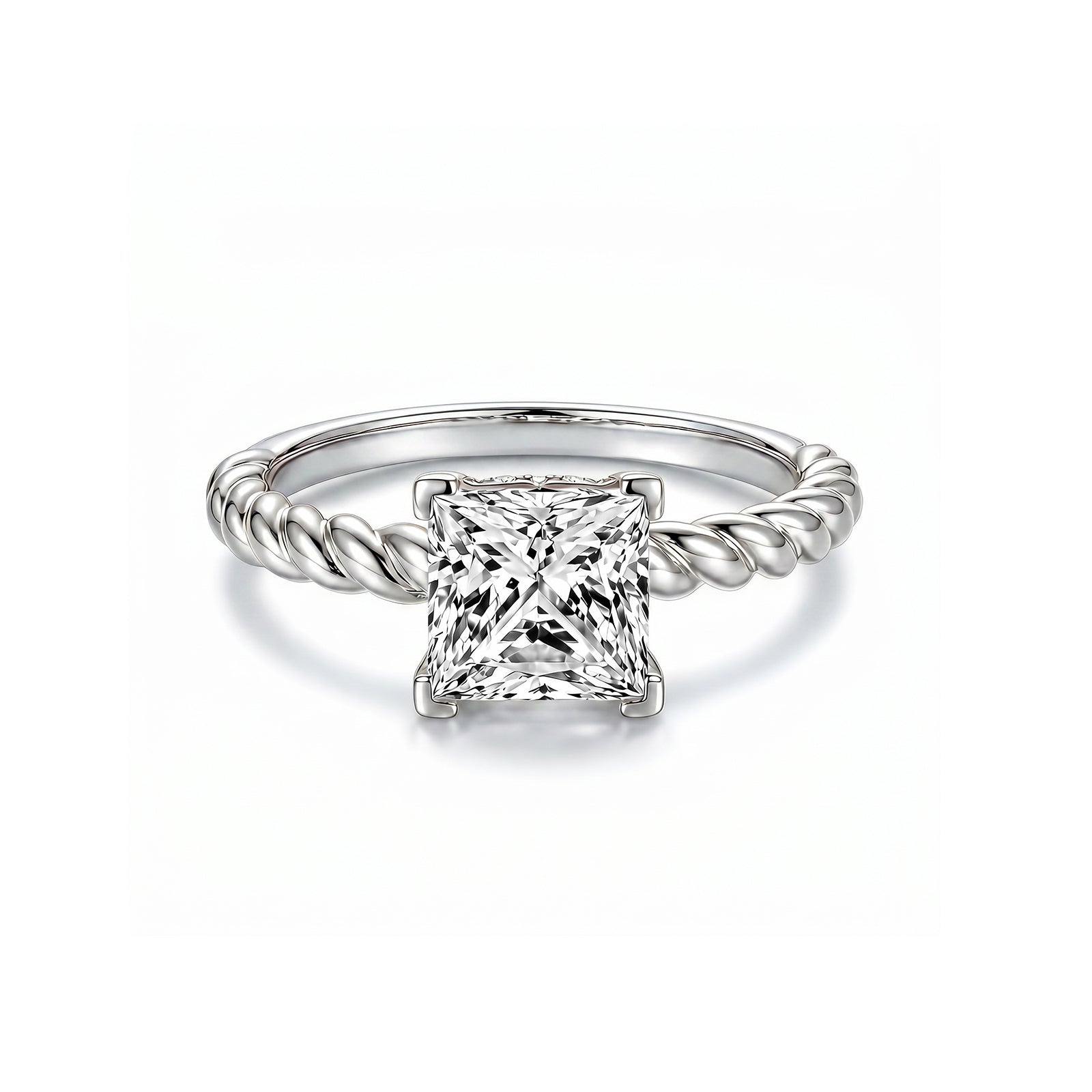 Elegant 14K Rose Gold Princess-Cut Lab-Grown Diamond Twisted Ring