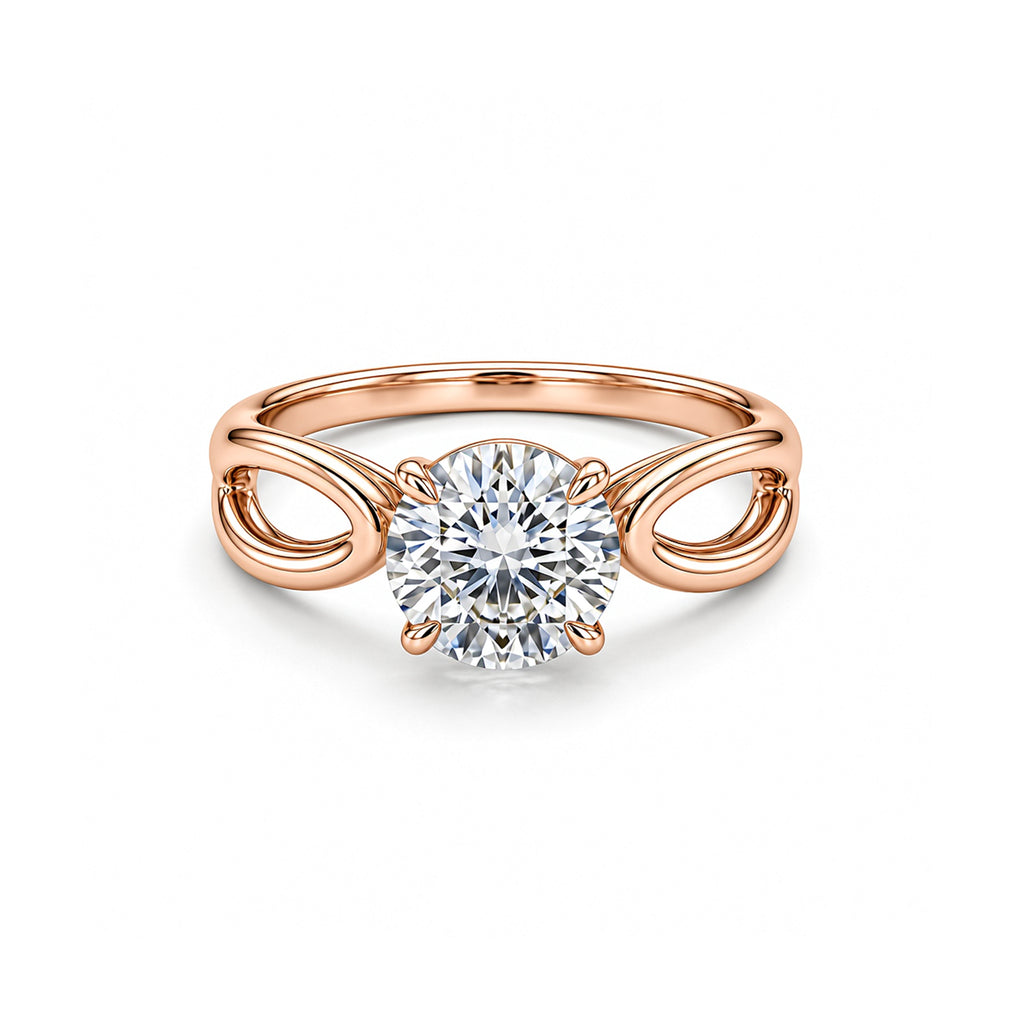 14K Gold Plated Round Cut Engagement Ring, Infinity Band