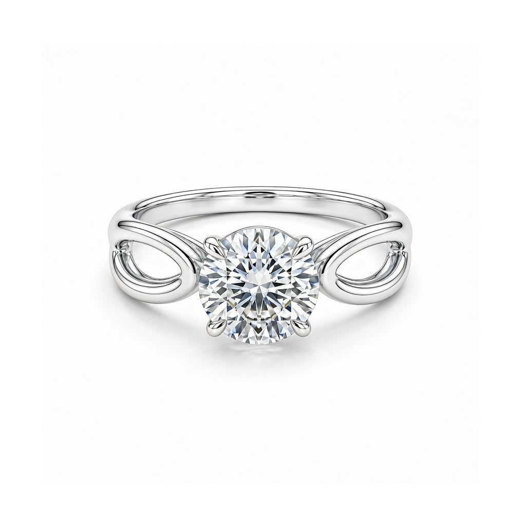 14K Gold Plated Round Cut Engagement Ring, Infinity Band