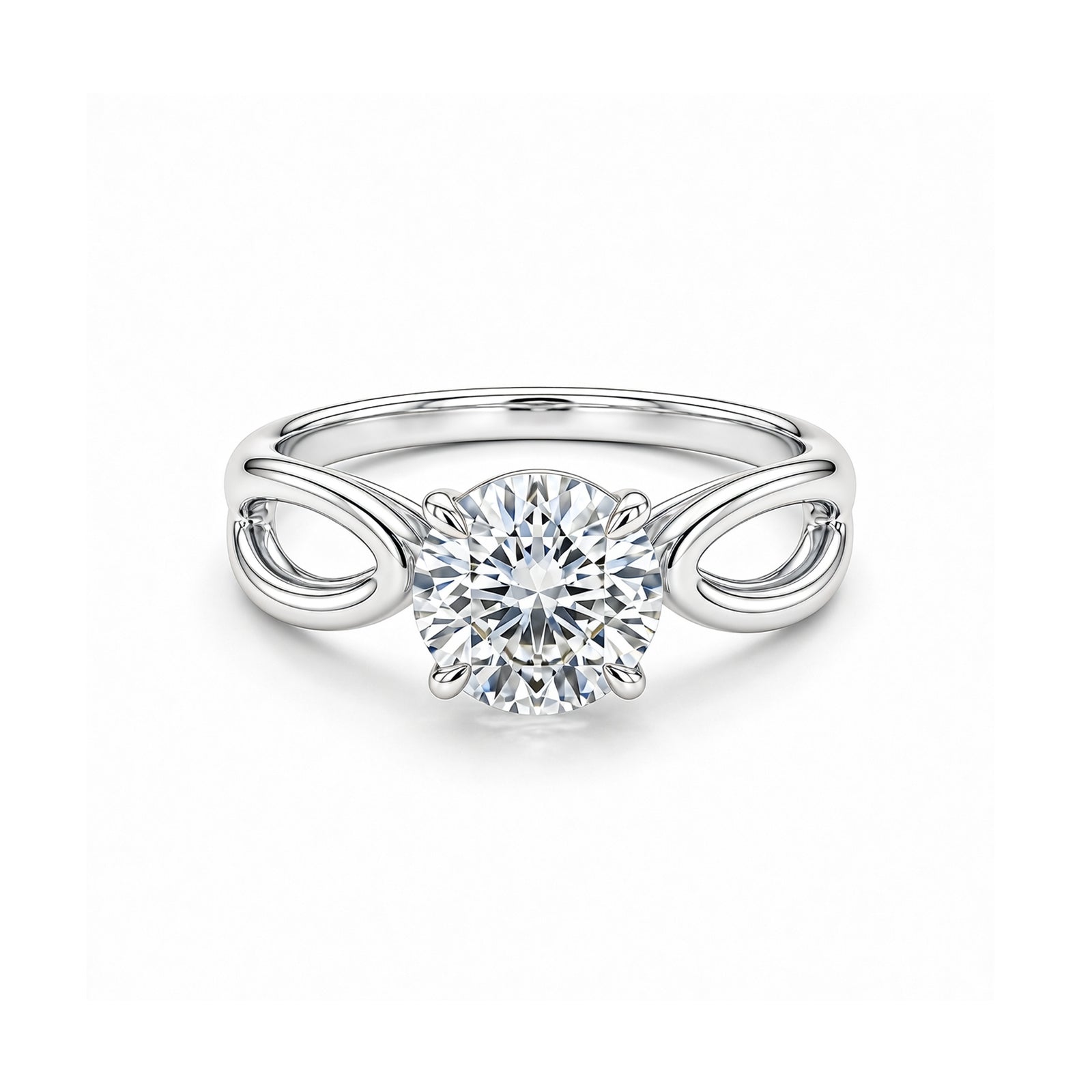 14K Gold Plated Round Cut Engagement Ring, Infinity Band