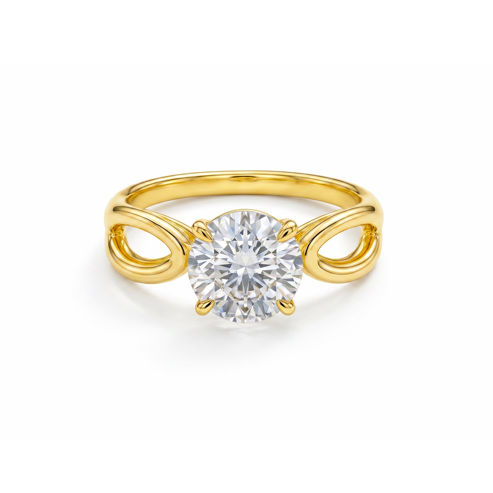 14K Gold Plated Round Cut Engagement Ring, Infinity Band