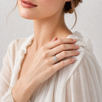14K Gold Plated Round Cut Engagement Ring, Infinity Band