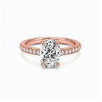 Minimalist 14K Rose Gold Oval-Cut Lab-Grown Diamond Four-Prong Ring