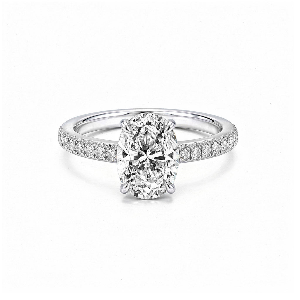 Minimalist 14K Rose Gold Oval-Cut Lab-Grown Diamond Four-Prong Ring