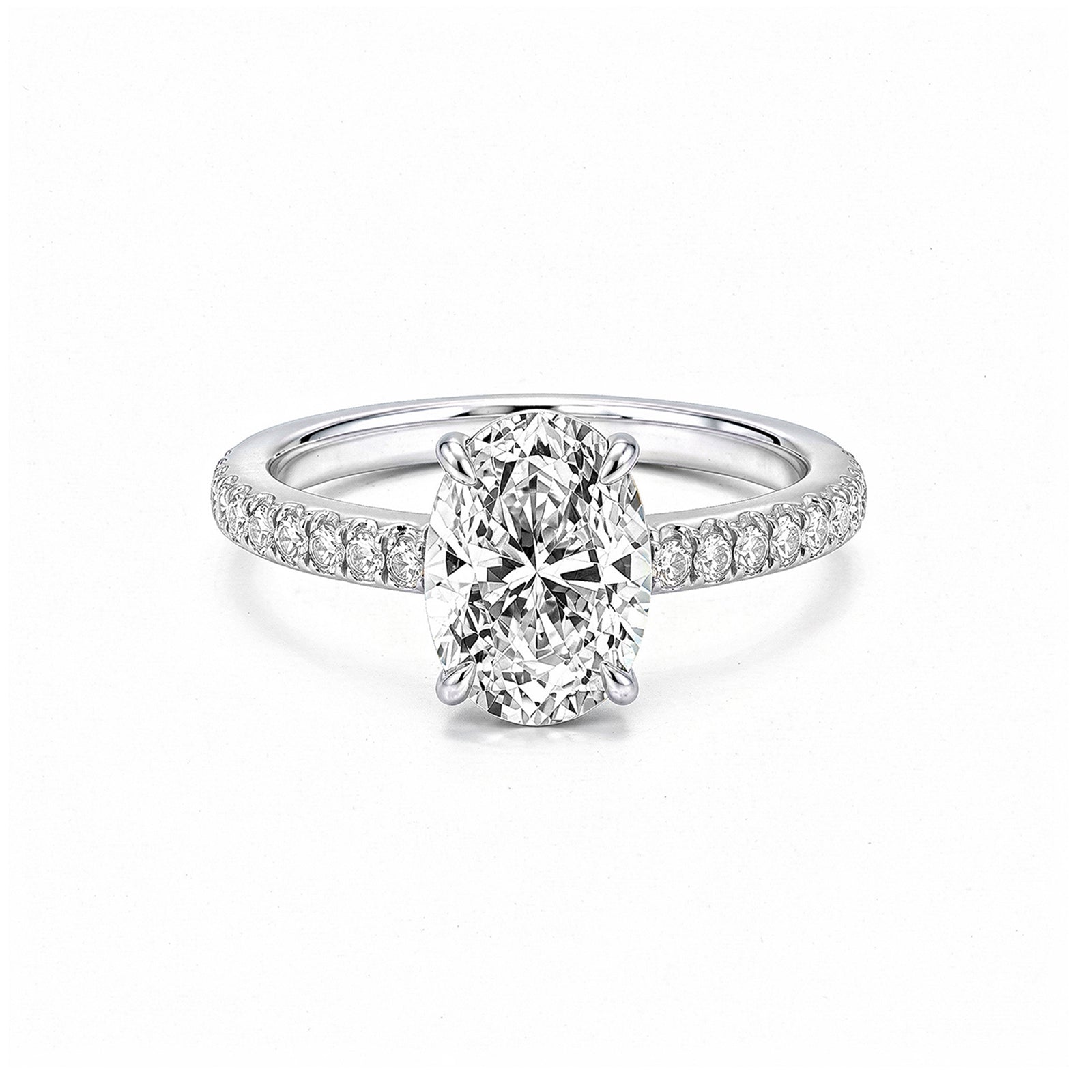 Minimalist 14K Rose Gold Oval-Cut Lab-Grown Diamond Four-Prong Ring