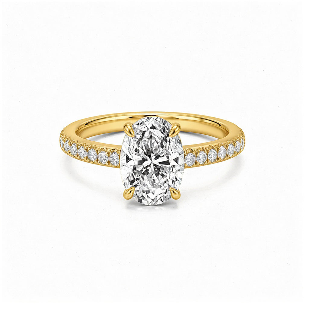 Minimalist 14K Rose Gold Oval-Cut Lab-Grown Diamond Four-Prong Ring