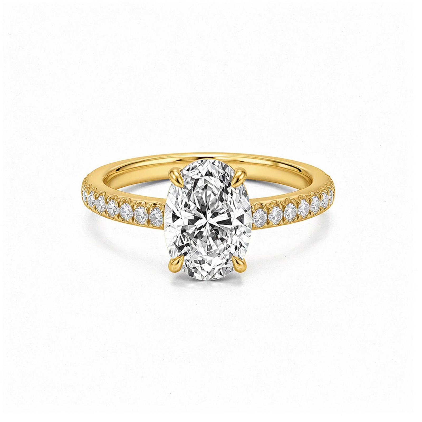 Minimalist 14K Rose Gold Oval-Cut Lab-Grown Diamond Four-Prong Ring