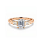 White Gold Emerald Cut Engagement Ring with Baguette Accents