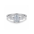 White Gold Emerald Cut Engagement Ring with Baguette Accents