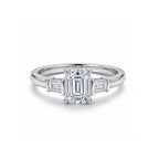 White Gold Emerald Cut Engagement Ring with Baguette Accents