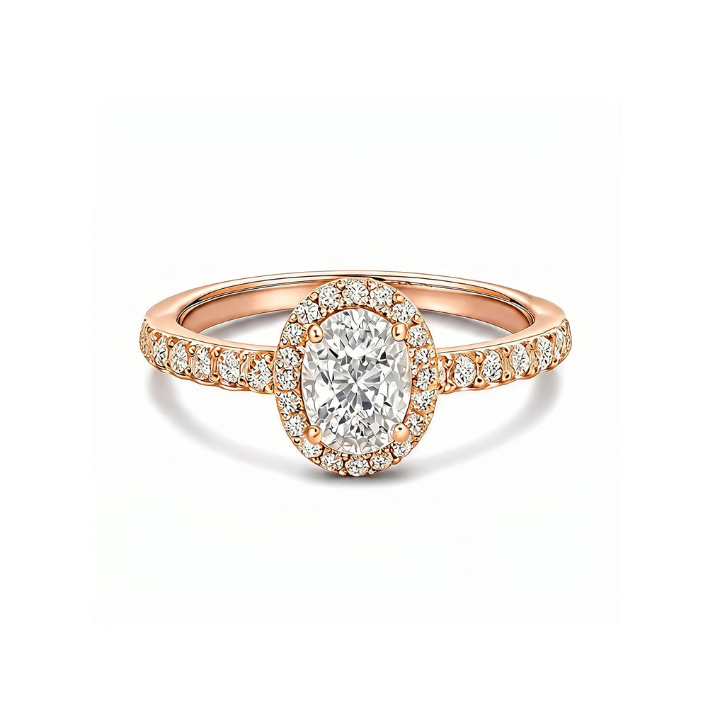 Elegant 14K White Gold Oval-Cut Lab-Grown Diamond Halo Ring