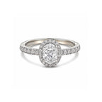 Elegant 14K White Gold Oval-Cut Lab-Grown Diamond Halo Ring