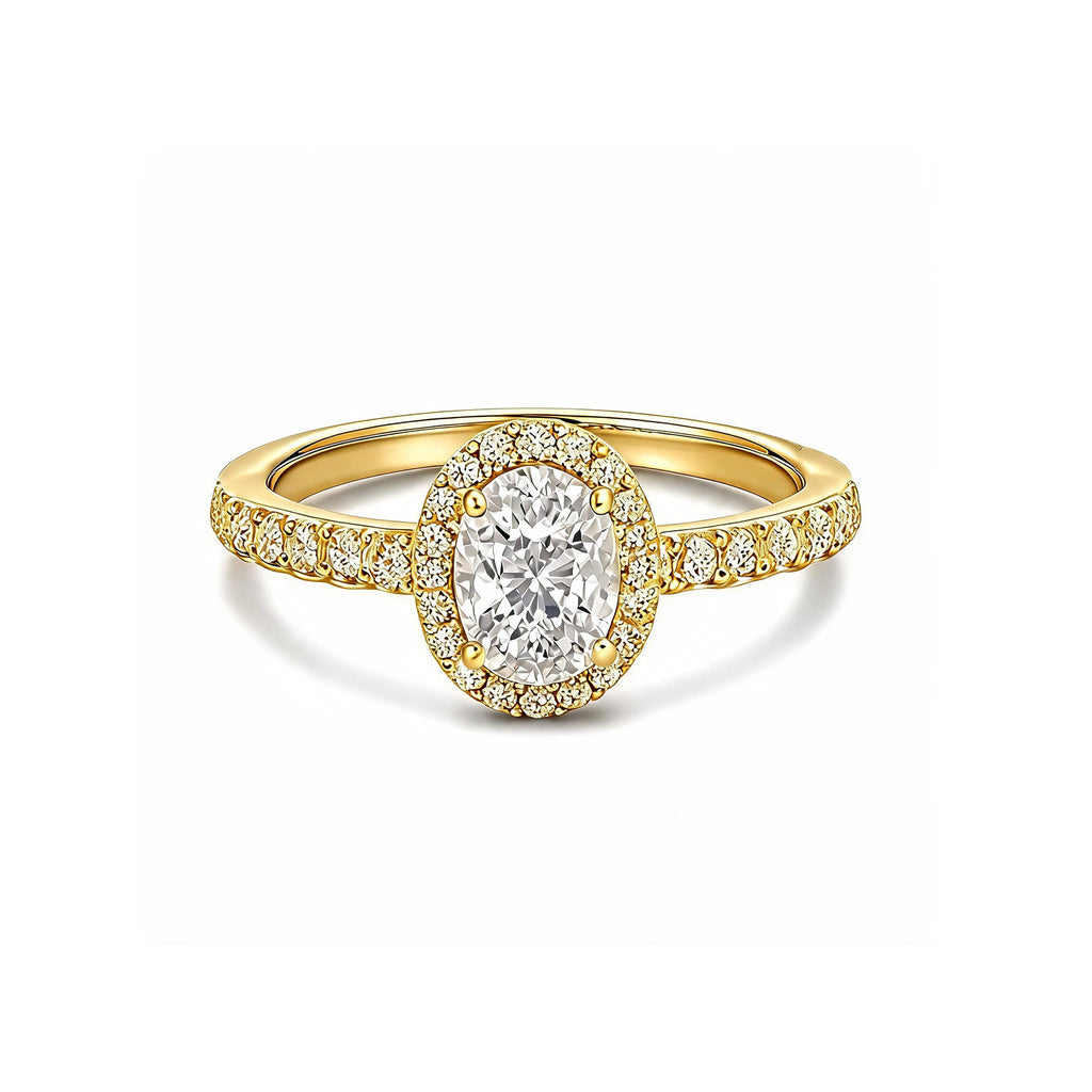 Elegant 14K White Gold Oval-Cut Lab-Grown Diamond Halo Ring