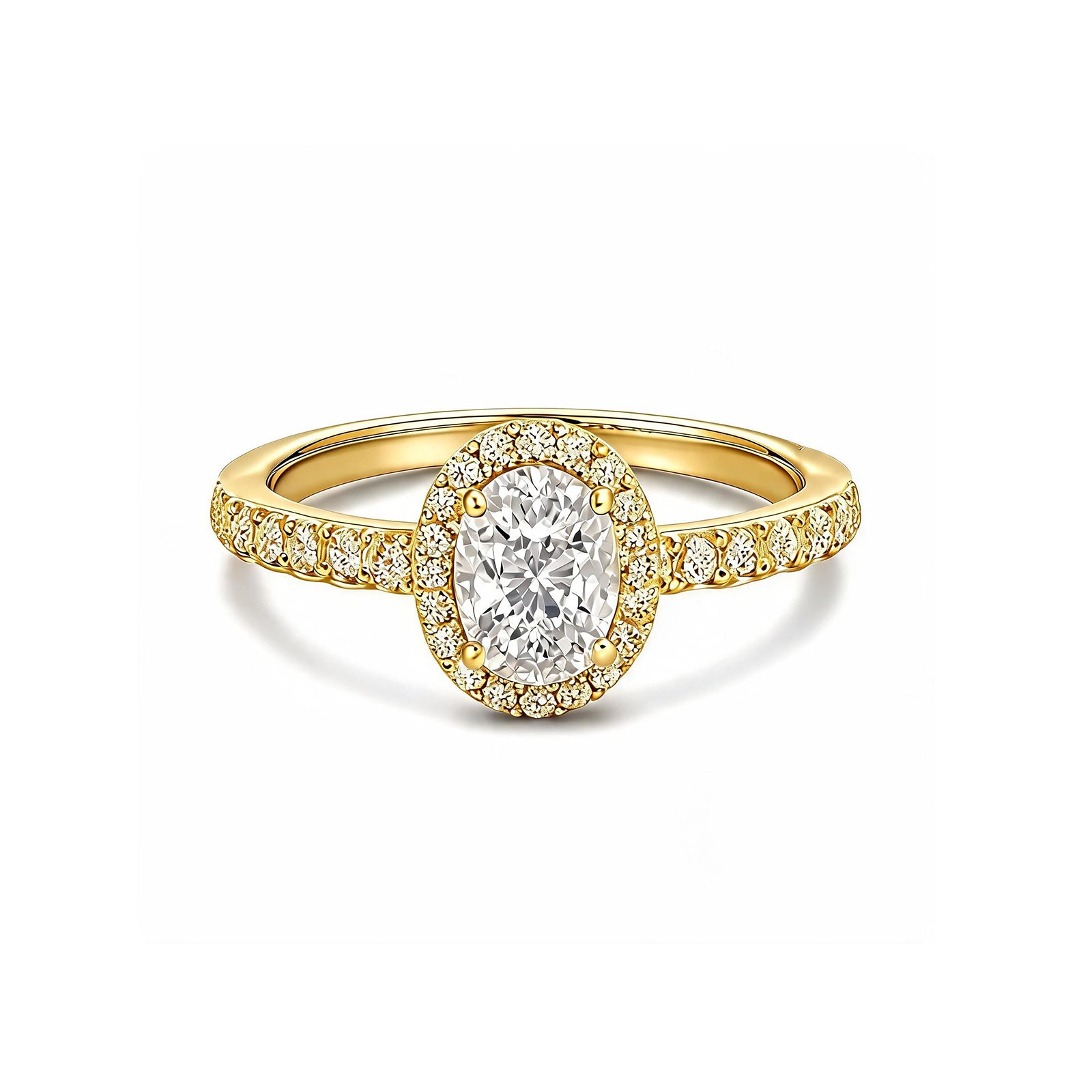 Elegant 14K White Gold Oval-Cut Lab-Grown Diamond Halo Ring