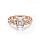 White Gold Princess Cut Engagement Ring, Twisted Pave Band