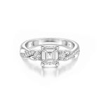 White Gold Princess Cut Engagement Ring, Twisted Pave Band