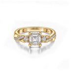 White Gold Princess Cut Engagement Ring, Twisted Pave Band