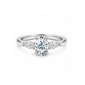 White Gold Three Stone Engagement Ring, Oval Center with Pear Side Stones