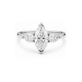 14K Rose Gold Three Stone Engagement Ring, Marquise Center with Pear Side Stones